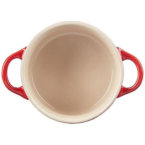 르크루제 Le Creuset PG1164CB-0867 Stoneware Mini Cocottes And Cookbook (Set of 4), 8 oz, Cerise