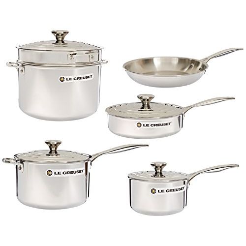 르크루제 Le Creuset SSP14110 Tri-Ply Stainless Steel Cookware Set, 10-Piece