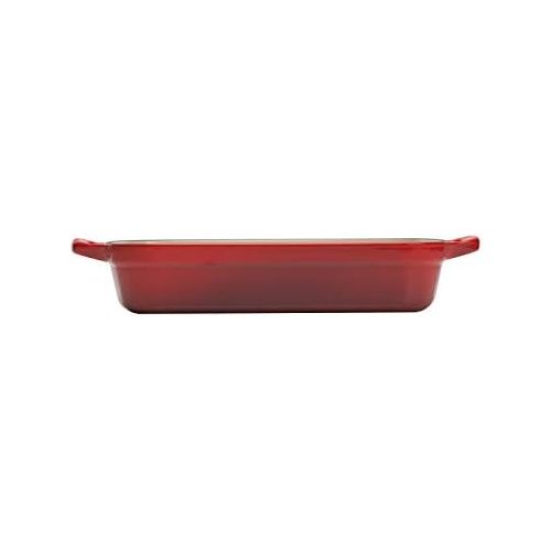 르크루제 Le Creuset LS2011-3367 Signature Cast Iron Rectangular Roaster, 5.25-Quart, Cerise (Cherry Red)