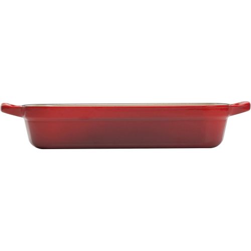 르크루제 Le Creuset LS2011-3367 Signature Cast Iron Rectangular Roaster, 5.25-Quart, Cerise (Cherry Red)