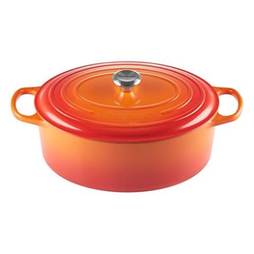 르크루제 Le Creuset LS2502-352 Signature Enameled Cast-Iron Oval French (Dutch) Oven, 9.5 Quart, Flame