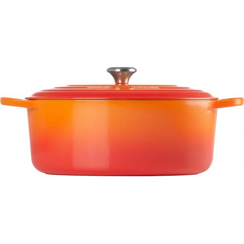 르크루제 Le Creuset LS2502-352 Signature Enameled Cast-Iron Oval French (Dutch) Oven, 9.5 Quart, Flame