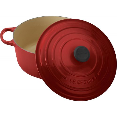 르크루제 Le Creuset LS2501-2867 Signature Enameled Cast-Iron Round French (Dutch) Oven, 7-1/4-Quart, Cerise