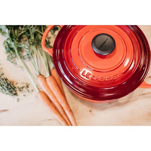 르크루제 Le Creuset LS2501-2667 Signature Enameled Cast-Iron Round French (Dutch) Oven, 5-1/2-Quart, Cerise