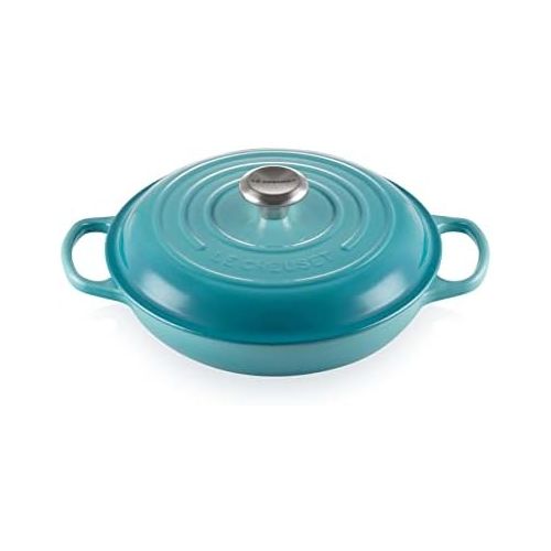 르크루제 Le Creuset LS2532-2617SS Signature Enameled Cast Iron Braiser, 2.25 qt, Caribbean