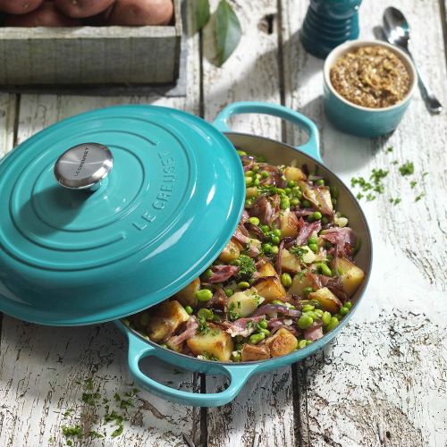 르크루제 Le Creuset LS2532-2617SS Signature Enameled Cast Iron Braiser, 2.25 qt, Caribbean