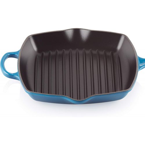 르크루제 Le Creuset LS2021-2659 Cast Iron Signature Square Skillet Grill, 10 1/4, Marseille