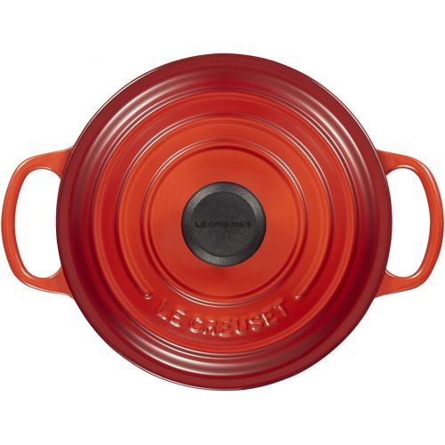 르크루제 Le Creuset LS2501-1867 Signature Enameled Cast-Iron Round French (Dutch) Oven, 2-Quart, Cerise (Cherry Red)