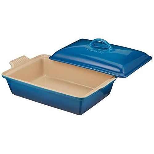 르크루제 Le Creuset PG07053A-3359 Heritage Stoneware Covered Rectangular Casserole, 4-Quart, Marseille