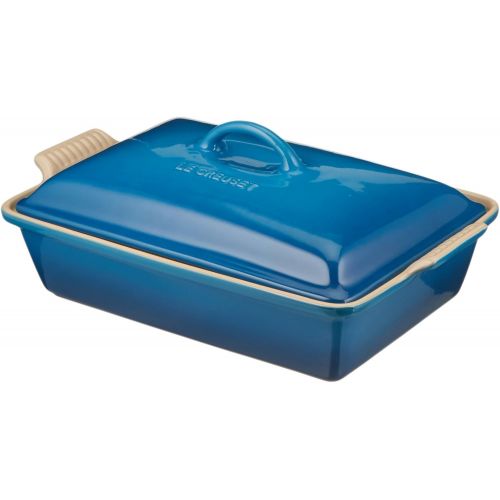 르크루제 Le Creuset PG07053A-3359 Heritage Stoneware Covered Rectangular Casserole, 4-Quart, Marseille