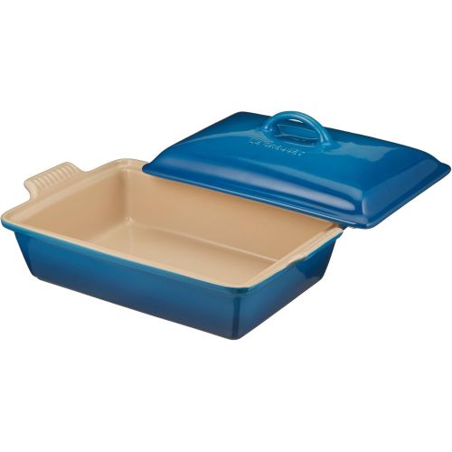 르크루제 Le Creuset PG07053A-3359 Heritage Stoneware Covered Rectangular Casserole, 4-Quart, Marseille