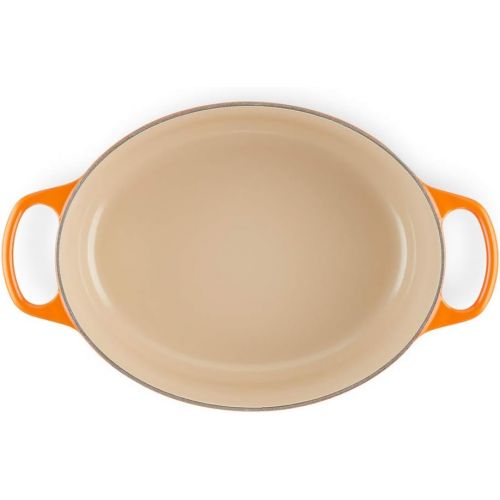 르크루제 Le Creuset Signature Enameled Cast Iron Oval Dutch Oven, 15.5 Qt, Flame