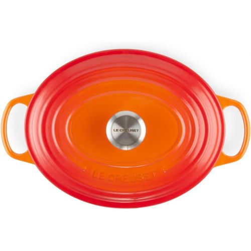 르크루제 Le Creuset Signature Enameled Cast Iron Oval Dutch Oven, 15.5 Qt, Flame