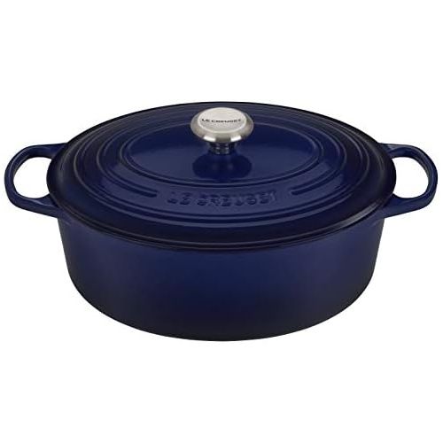 르크루제 Le Creuset Enameled Cast Iron Signature Oval Dutch Oven, 9.5 qt., Indigo