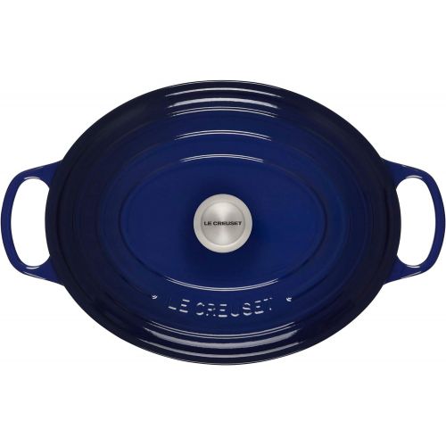 르크루제 Le Creuset Enameled Cast Iron Signature Oval Dutch Oven, 9.5 qt., Indigo