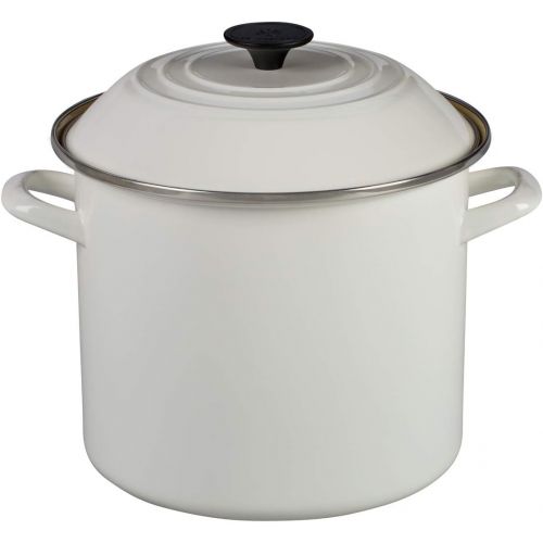 르크루제 Le Creuset Enamel On Steel Stockpot, 8 quarts, White