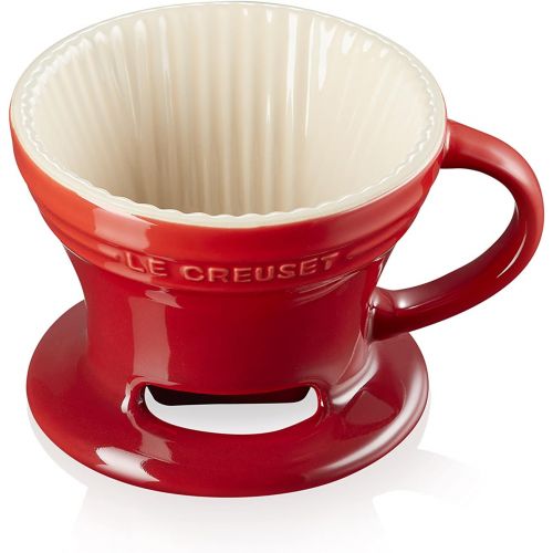 르크루제 Le Creuset Stoneware Pour Over Coffee Cone, 3.25, Cerise