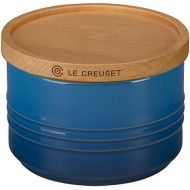 Le Creuset Stoneware Canister with Wood Lid, 12 oz. (4 diameter), Marseille