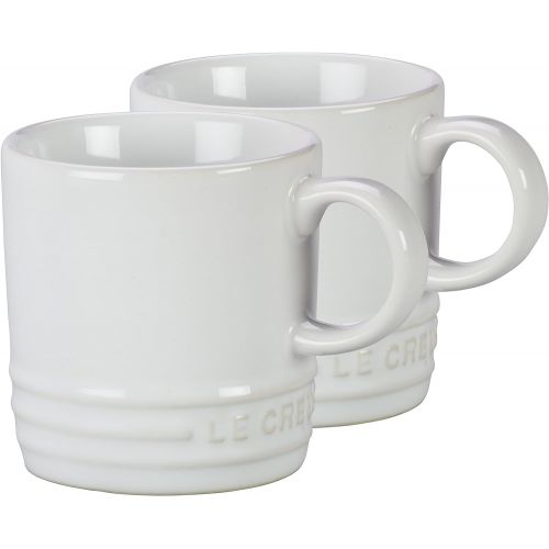 르크루제 Le Creuset White Stoneware Petite 3.5 Ounce Espresso Mug, Set of 2