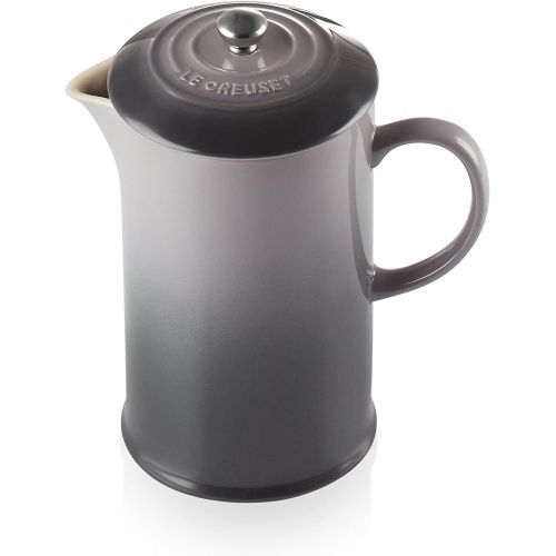 르크루제 Le Creuset Stoneware Cafetiere French Press with Stainless Steel Plunger, 1 Litre, Serves 3-4 Cups, Flint, 91028200444000