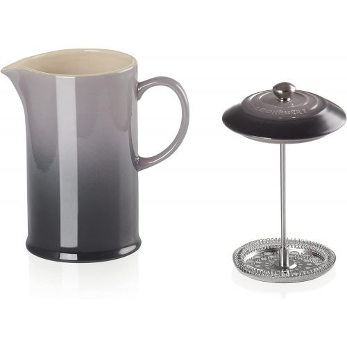 르크루제 Le Creuset Stoneware Cafetiere French Press with Stainless Steel Plunger, 1 Litre, Serves 3-4 Cups, Flint, 91028200444000