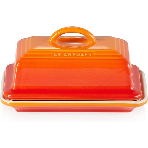 르크루제 Le Creuset Stoneware Butter Dish, 6.75 x 5 x 3.5, Flame