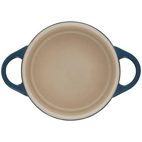 르크루제 Le Creuset Stoneware Mini Round Cocotte, 8 oz., Deep Teal