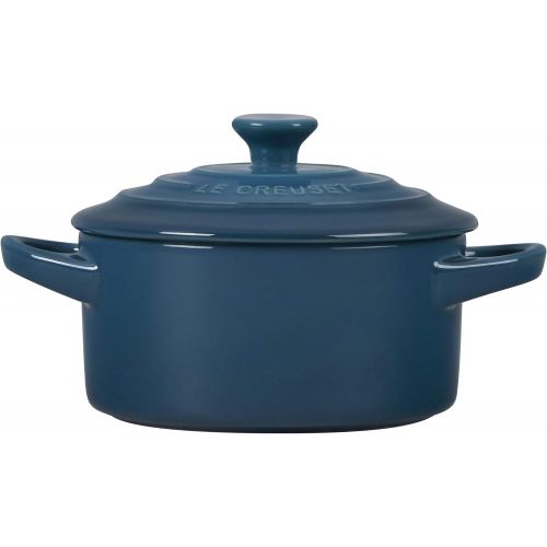 르크루제 Le Creuset Stoneware Mini Round Cocotte, 8 oz., Deep Teal