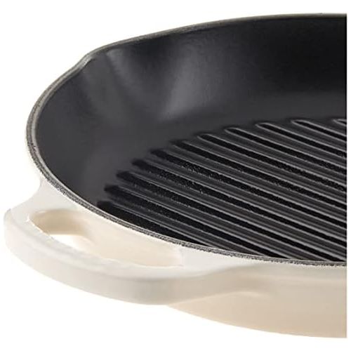 르크루제 Le Creuset Enameled Cast Iron Signature Deep Round Grill, 9.75, Meringue