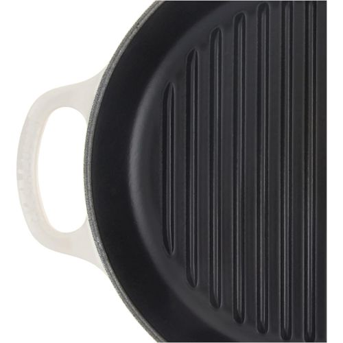 르크루제 Le Creuset Enameled Cast Iron Signature Deep Round Grill, 9.75, Meringue