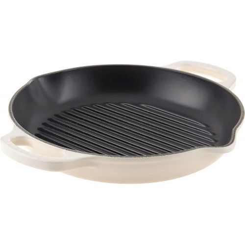 르크루제 Le Creuset Enameled Cast Iron Signature Deep Round Grill, 9.75, Meringue