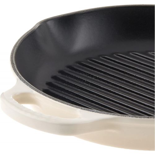 르크루제 Le Creuset Enameled Cast Iron Signature Deep Round Grill, 9.75, Meringue