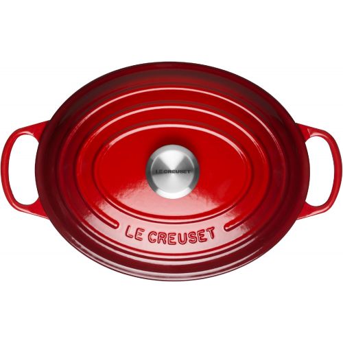 르크루제 Le Creuset Enameled Dutch Oven Cast Iron Signature Oval Casserole, 40cm, 15.5 Qt, Cerise