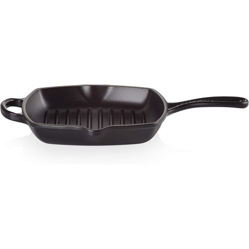 르크루제 Le Creuset Enameled Cast Iron Signature Square Skillet Grill, 10.25, Licorice