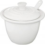 Le Creuset Stoneware Condiment Pot with Spoon, 6.75 oz. (4), White