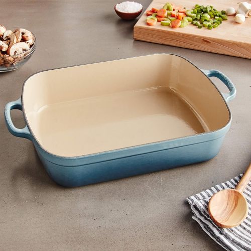 르크루제 Le Creuset Signature Cast Iron Rectangular Roaster, 5.25-Quart, Marine