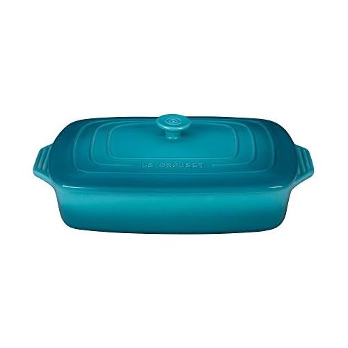 르크루제 Le Creuset Stoneware Covered Rectangular Casserole, 3.5 qt. (12.5 x 8.5), Caribbean