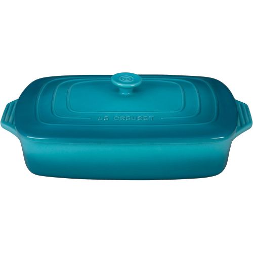 르크루제 Le Creuset Stoneware Covered Rectangular Casserole, 3.5 qt. (12.5 x 8.5), Caribbean