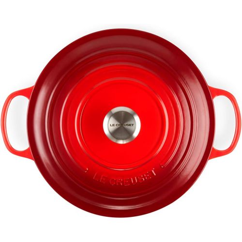 르크루제 Le Creuset Enameled Cast Iron Signature Round Dutch Oven, 13.25 qt., Cerise