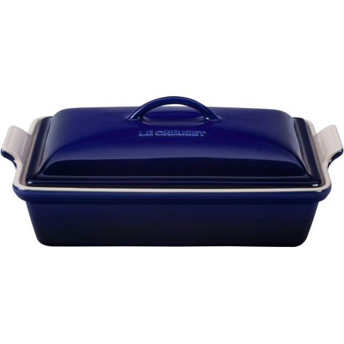 르크루제 Le Creuset Stoneware Heritage Covered Rectangular Casserole, 4 qt. (12 x 9), Indigo