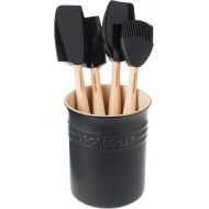 Le Creuset Silicone Craft Series Utensil Set with Stoneware Crock, 5 pc., Licorice