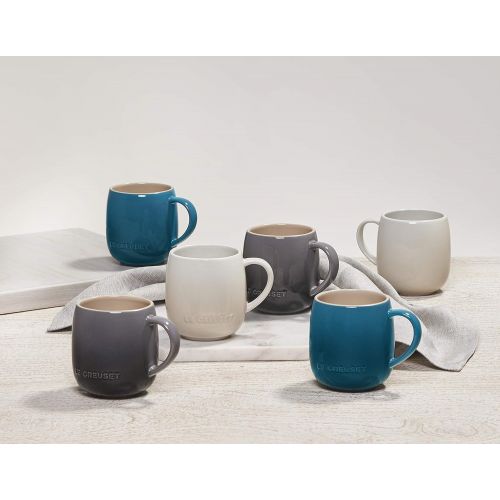 르크루제 Le Creuset Stoneware Set of 4 Heritage Mugs, 13 oz. each, Deep Teal