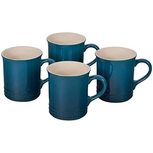 르크루제 Le Creuset Stoneware Set of 4 Mugs, 14 oz. each, Deep Teal