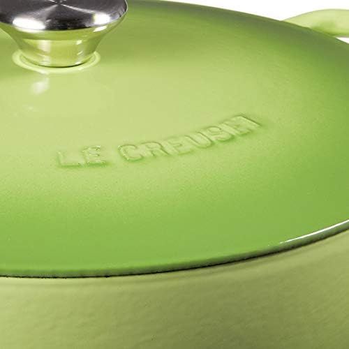 르크루제 Le Creuset Enameled Cast Iron Curved Round Chefs Oven with Silicone French Trivet, 4.5 qt., Palm