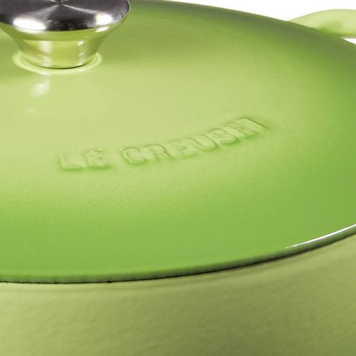 르크루제 Le Creuset Enameled Cast Iron Curved Round Chefs Oven with Silicone French Trivet, 4.5 qt., Palm
