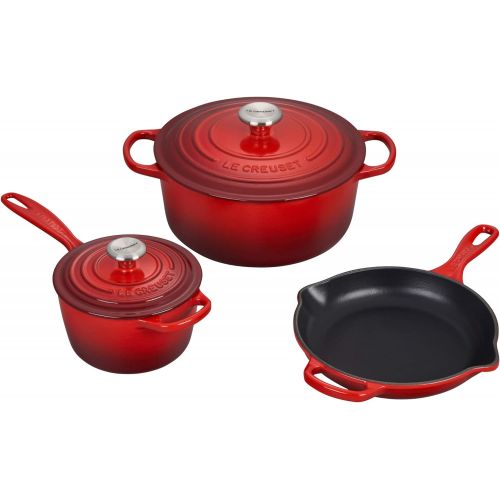 르크루제 Le Creuset Enameled Cast Iron Signature Cookware Set, 5 pc. , Cerise