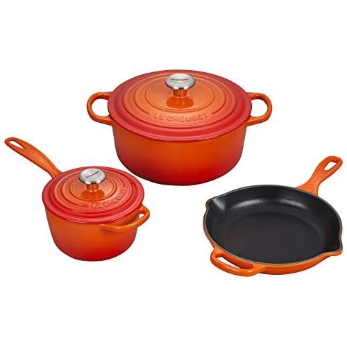 르크루제 Le Creuset Enameled Cast Iron Signature Cookware Set, 5 pc. , Flame