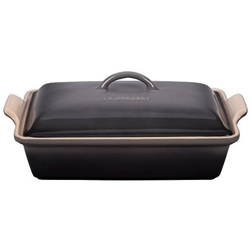 르크루제 Le Creuset Stoneware Heritage Covered Rectangular Casserole, 4 qt. (12 x 9), Oyster