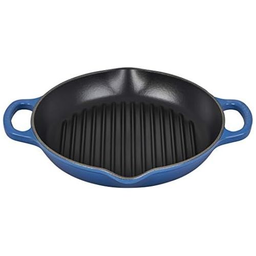 르크루제 Le Creuset Enameled Cast Iron Signature Deep Round Grill, 9.75, Marseille