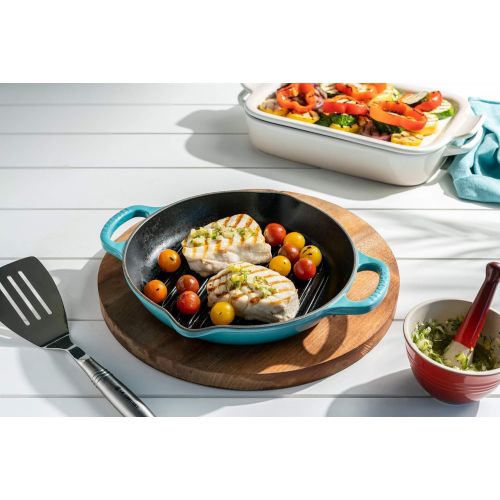 르크루제 Le Creuset Enameled Cast Iron Signature Deep Round Grill, 9.75, Marseille